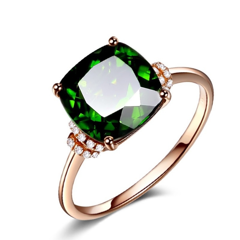 New Emerald AAA Zircon Rose Gold Ring .925